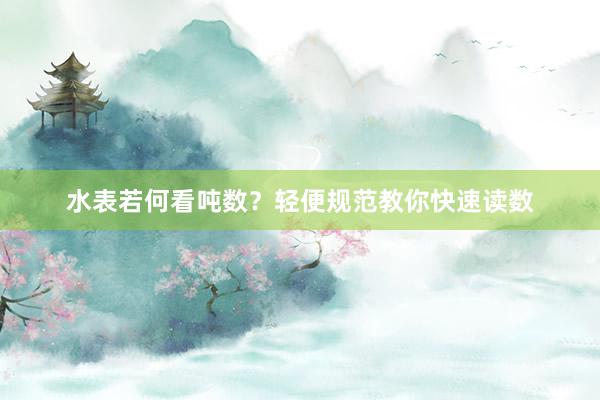 水表若何看吨数？轻便规范教你快速读数