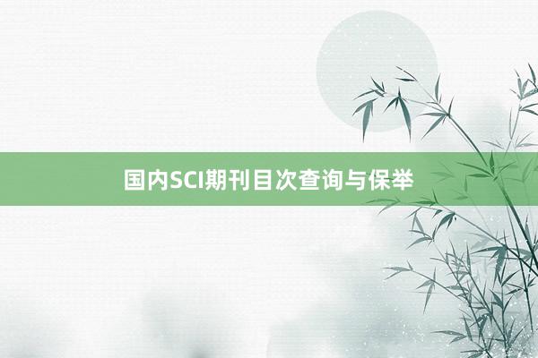 国内SCI期刊目次查询与保举